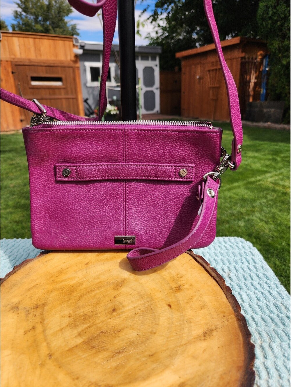 Jewell Purple Leather Crossbody Bag with Adjustable Strap